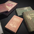 Vintage Books With Decorative Covers Open And Closed Displaying Various Designs And Pages