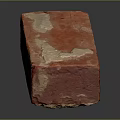 Close Up View Of Red Construction Brick With White Patches And Rough Surface Texture