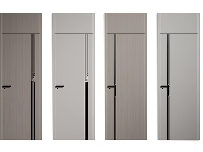 Modern Swing Doors With Various Wooden And Gray Finishes For Interior Design 3d model