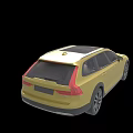 Yellow Station Wagon Car With Sleek Exterior Design And Roof Rack