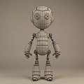 Red Robot Game Character 3D Model With Black Joints And Round Head