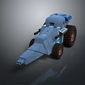Blue Tank Toy Model With Large Wheels And Detailed Cannon Design