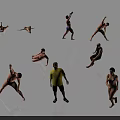 Multiple People In Different Poses Doing Stretching Exercises In Open Area 3d model