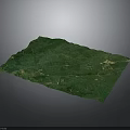 3D Green Terrain Model With Mountainous Landscape Vegetation And White Paths