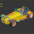 Yellow Open Top Sports Car With Blue Seats And Sleek Body Design