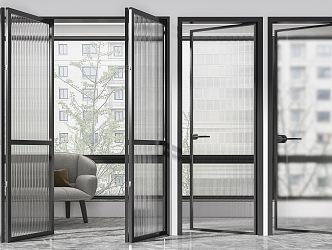 Modern folding door glass single door folding door combination 3d model