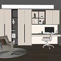 Study integrated study table bookcase combination 3d model