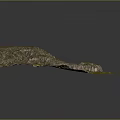 3D Terrain Model Featuring Mountain Valleys Winding Rivers Green Vegetation And Rocky Areas