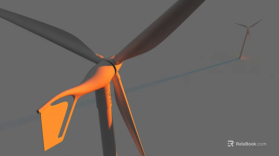 Modern Wind Turbine Blades With Aerodynamic Design And Sturdy Metal Structure 3d model