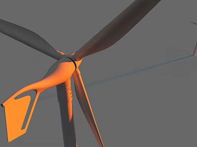 Modern Wind Turbine Blades With Aerodynamic Design And Sturdy Metal Structure 3d model