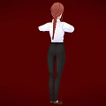 Red Haired Human Character In White Shirt Tie Making Heart Shape Hands On Red Background