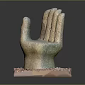Artistic Hand Shaped Stone Sculpture With Square Textured Base As Decorative Art Piece