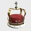 Elegant Royal Crown With Golden Frame Red Padded Top Cross And Green Gemstones