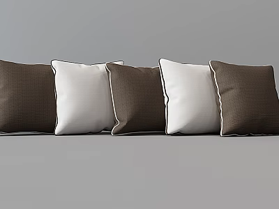 Set of Five Stylish Brown and White Textured Decorative Pillows for Sofa Living Room 3d model