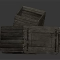 Stacked Rustic Vintage Wooden Crates With Rectangular Structure And Metal Fasteners