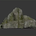 Natural Textured Stone With Irregular Shape And Mossy Surface Details 3d model