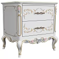 Ornate Classic Bedside Table With White Finish Gold Accents And Floral Carvings