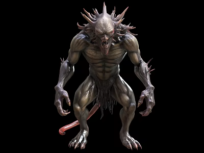 Fierce Mythical Monster Character With Spiked Body For Fantasy Game And Movie 3d model