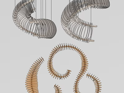 Modern Spiral Chandeliers With Curved Metal Frames For Contemporary Interior Design 3d model