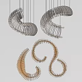 Modern Spiral Chandeliers With Curved Metal Frames For Contemporary Interior Design