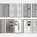 Variety of Modern Refrigerators and Freezers With Digital Screens and Stainless Steel Finish