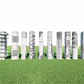 Garden Decorative Pillars With Various Designs And Fashion Lettering On Green Grass