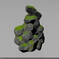 Natural Stone Material With Green Moss And Gray Rock Texture Design 3d model