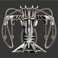 Ornate Decorative Equipment with Silver Body Intricate Structure Copper Chains and Golden Lantern Decorations