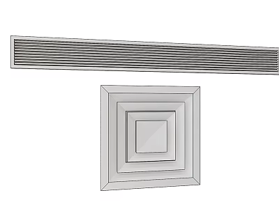 Square and Long Strip Air Conditioner Vents for Home Interior Design 3d model
