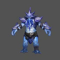 Fantasy Character Model Of Mythical Tentacled Creature With Purple Blue Armored Scaled Body