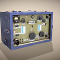 Vintage Blue Equipment Case With Control Panel Knobs And Gauges