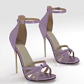 Stylish Women's Purple Heeled Sandals With Cross Straps Ankle Buckle And Thin Stiletto Heel