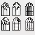 European-style cut-out window 3d model