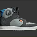 Stylish High Top Sneakers With Black Gray Blue Color Block Design And White Rubber Sole