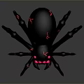 Black Spider With Pink Glowing Accents And Red Traces On Dark Surface