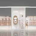 Modern Mall Cosmetics Store With Display Shelves Mannequin And Cosmetic Products Lighting