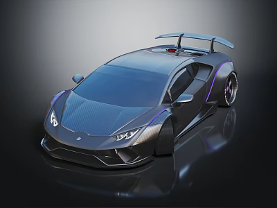 Modern Black Sports Car With Streamlined Body Rear Spoiler Aerodynamic Design And LED Headlights 3d model