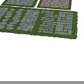 Residential Landscape Stone Paving With Various Design Patterns On Grass Background 3d model