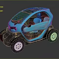 Stylish Blue Compact Two Seater Electric Car With Modern Design And Urban Appeal