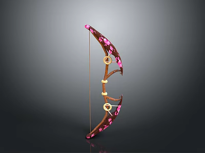 Brown Decorative Bow With Pink Accents And Golden Rings For Household Use 3d model