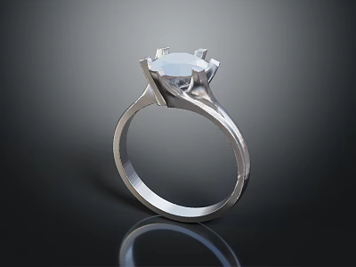 Elegant Modern Silver Fashion Ring With Clear Gemstone Stylish Design For Women Accessories 3d model
