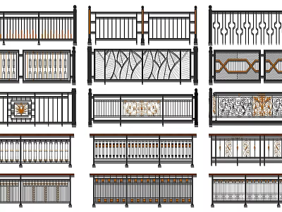 Various Decorative Metal Railings With Ornate Patterns And Diverse Designs 3d model