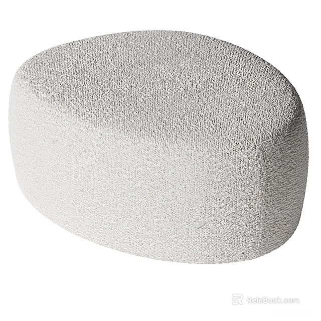 Modern White Textured Sofa Stool With Soft Fabric Round Shape For Home Decor 3d model 