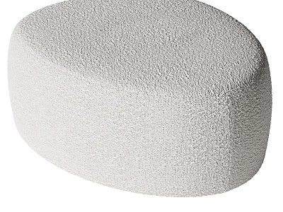 Modern White Textured Sofa Stool With Soft Fabric Round Shape For Home Decor 3d model