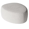 Modern White Textured Sofa Stool With Soft Fabric Round Shape For Home Decor