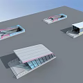 Modern Train Station Designs With Curved Roofs Glass Facades And Platform Structures 3d model