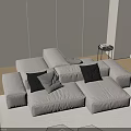 Cozy Beige L shaped Casual Sofa Set With Black Cushions And Wooden Side Tables