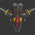 Sci Fi Spaceship Model With Red Blue Yellow Accents Futuristic Mechanical Design And Wing Structure