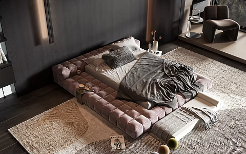 Modern style commodity bed 3d model