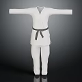 Traditional White Karate Uniform with Black Belt for Martial Arts Training